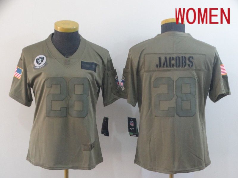 Women Oakland Raiders #28 Jacobs Nike 2019 Olive Camo Salute to Service Limited NFL Jerseys->oakland raiders->NFL Jersey